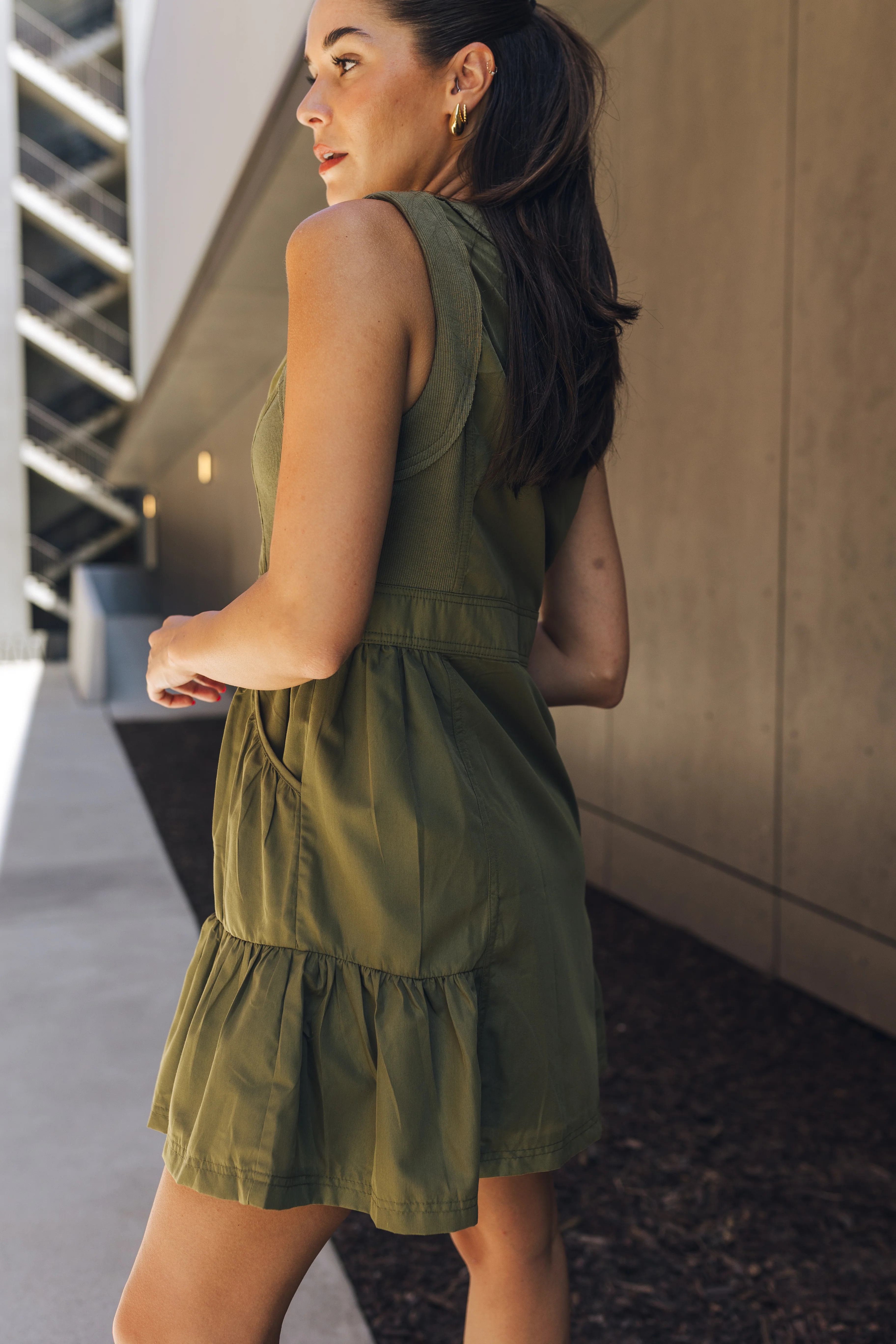 Holly Olive Mini Dress - Image 4