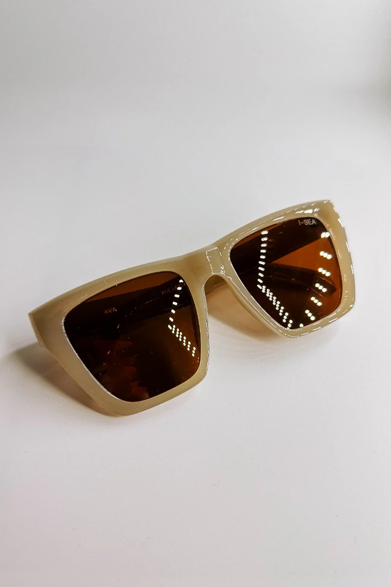 I-Sea: Ava Sunglasses in Oatmeal & Brown - Image 3