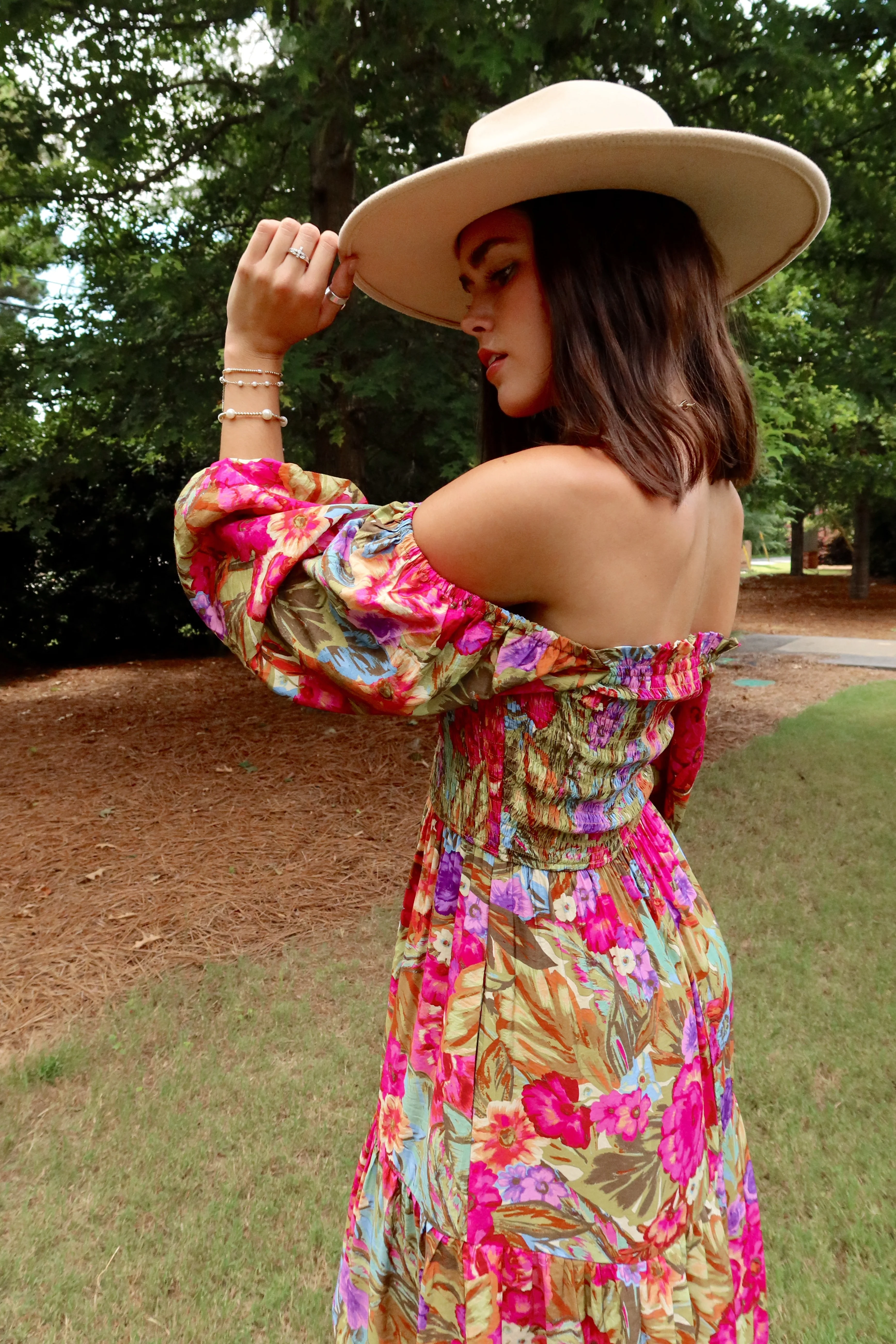 Arya Floral Multi Off-The-Shoulder Midi Dress - Image 2