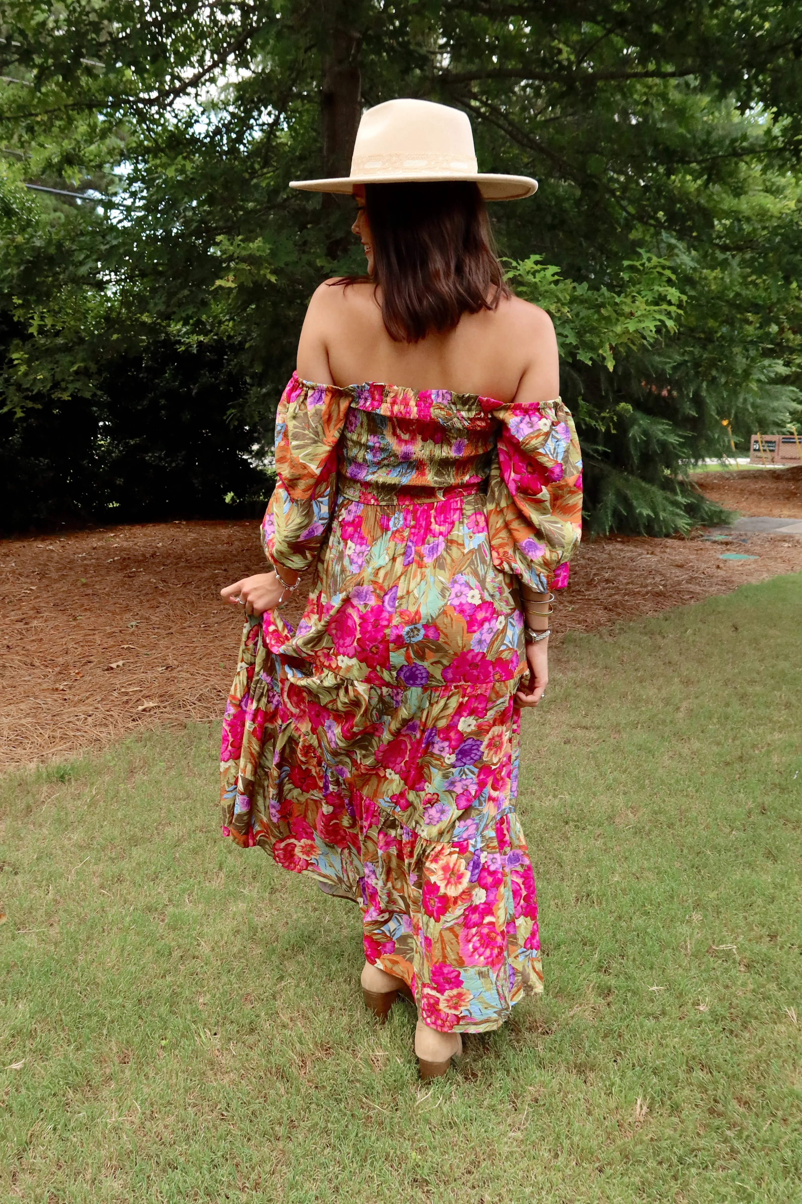 Arya Floral Multi Off-The-Shoulder Midi Dress - Image 4