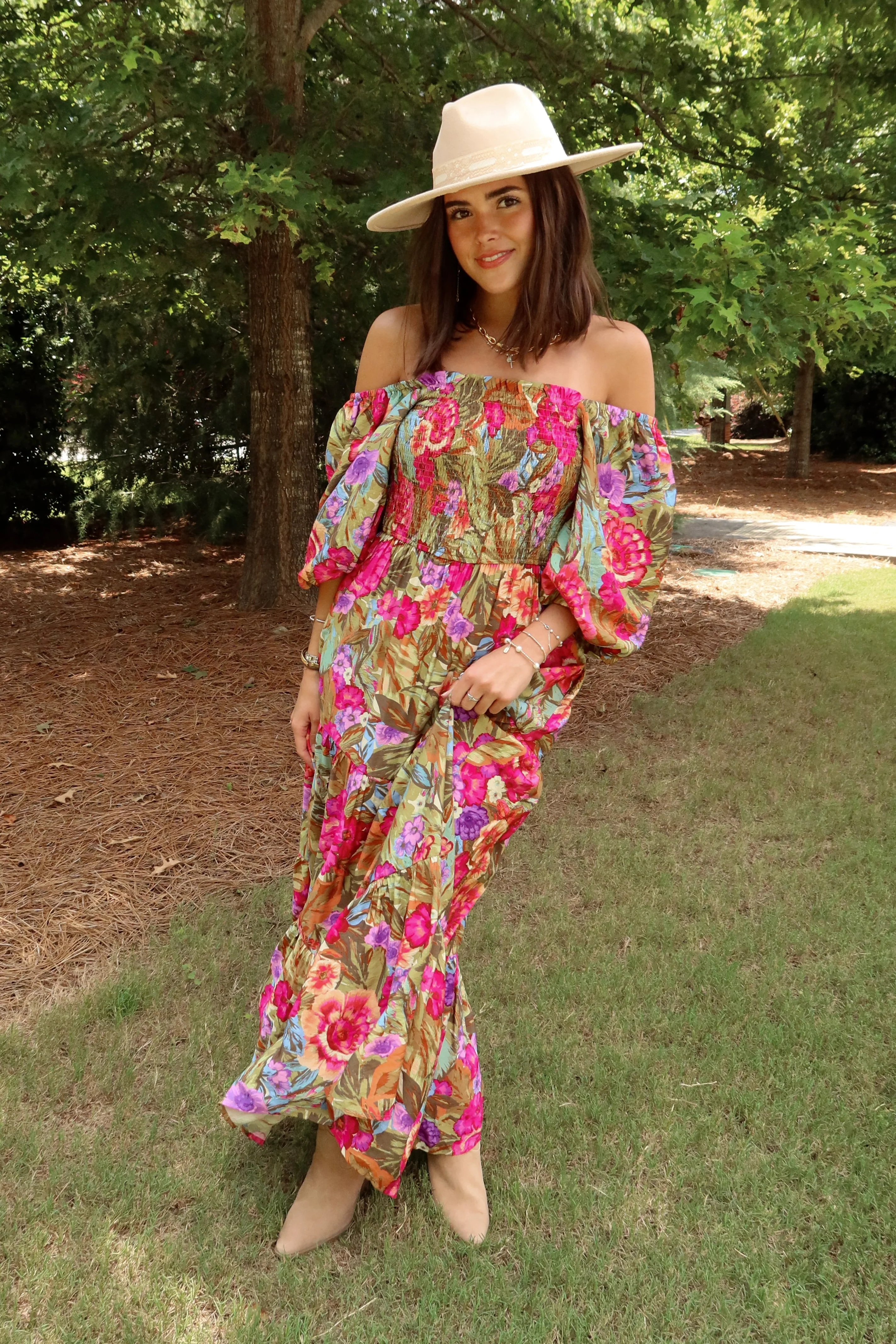 Arya Floral Multi Off-The-Shoulder Midi Dress - Image 5