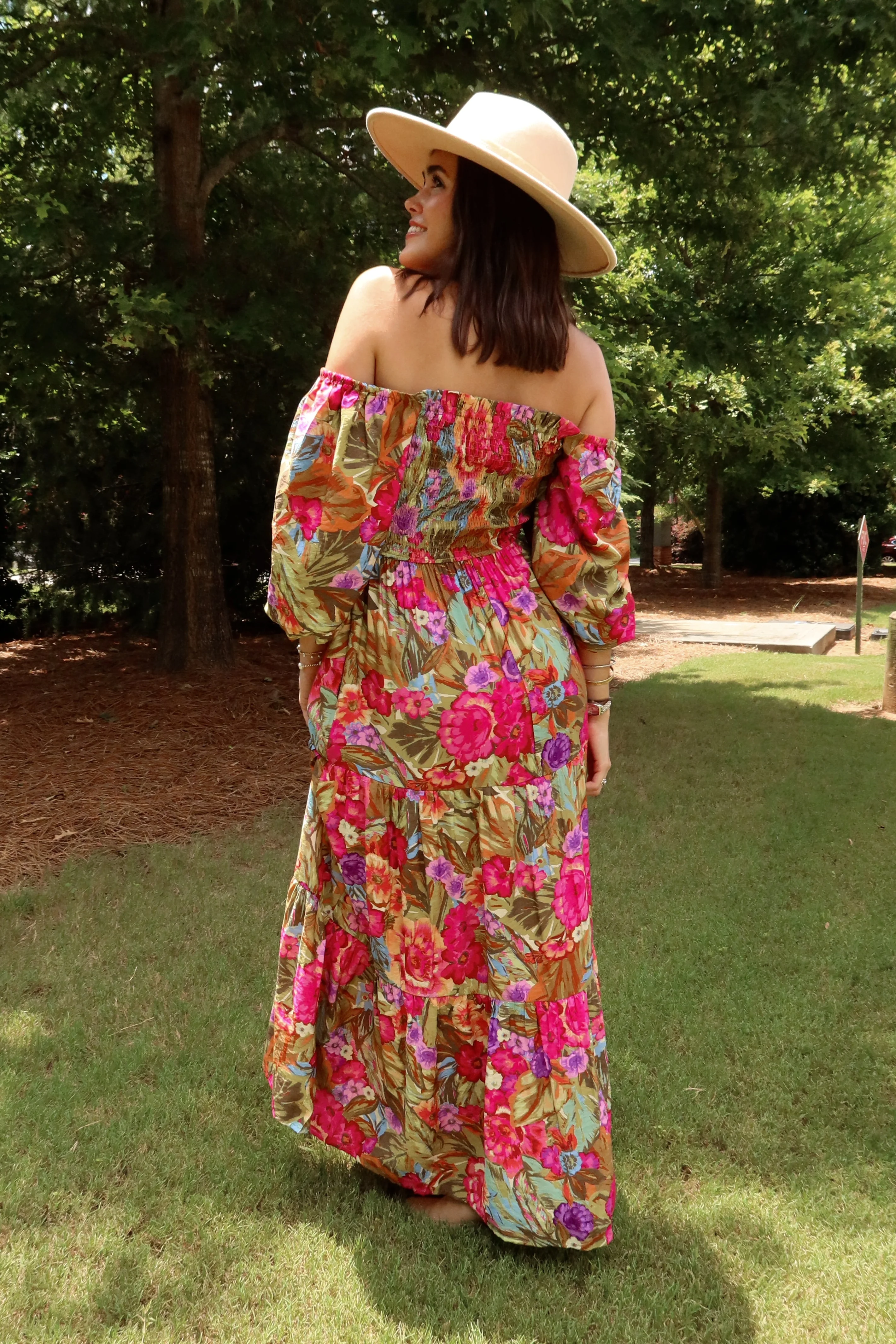 Arya Floral Multi Off-The-Shoulder Midi Dress - Image 7