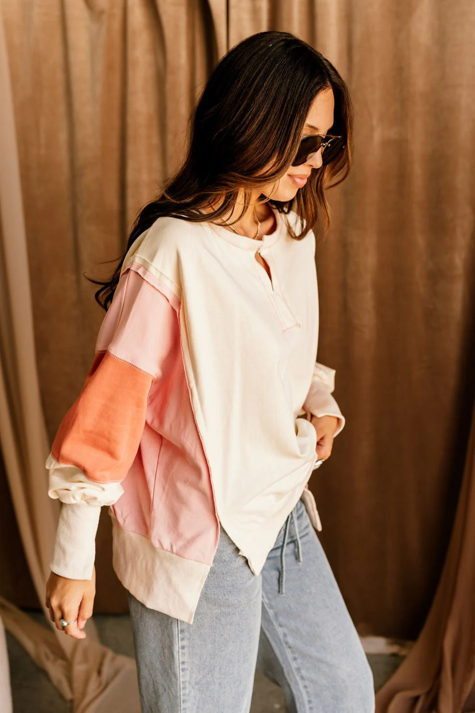 Leia Cream Multi Color Block Sweatshirt - Image 3