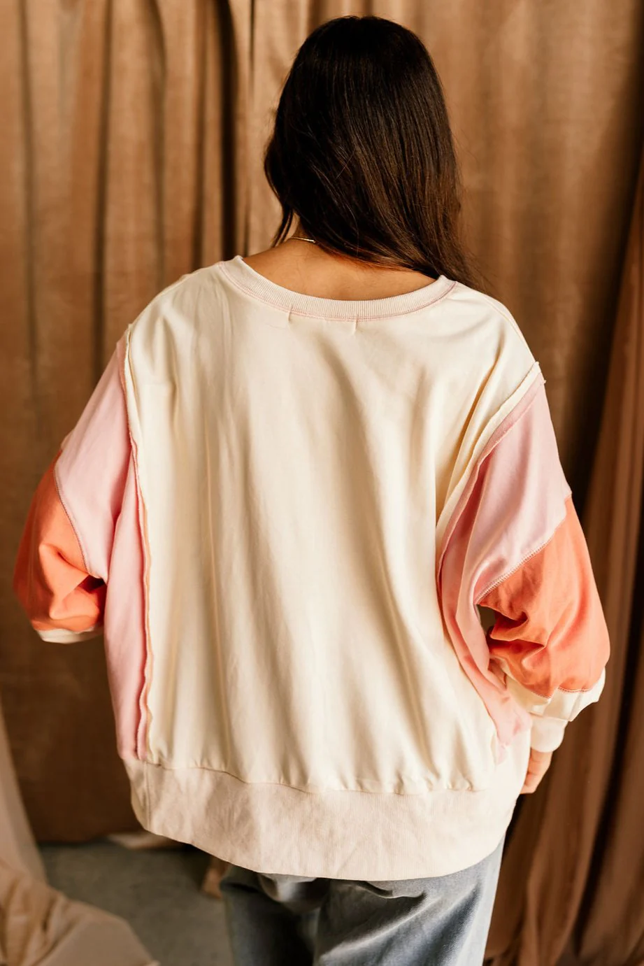 Leia Cream Multi Color Block Sweatshirt - Image 4