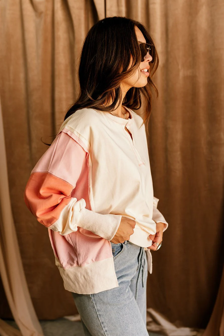 Leia Cream Multi Color Block Sweatshirt - Image 5