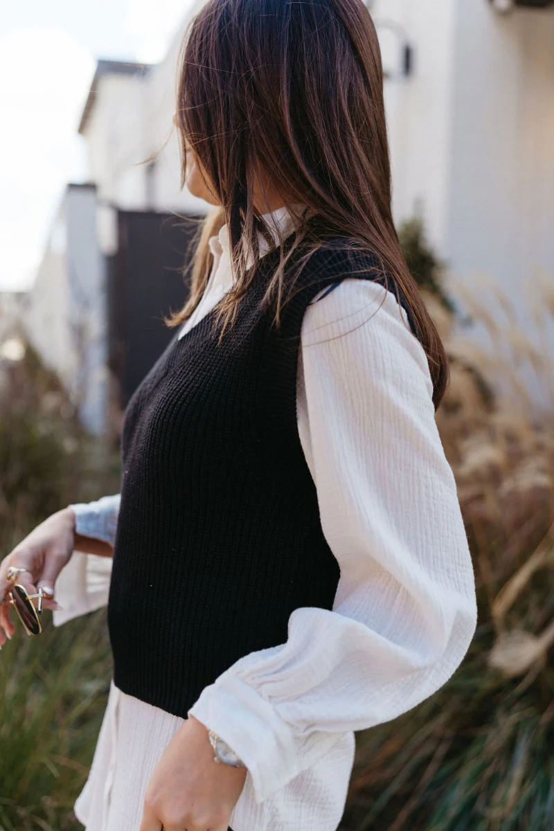 Impress Me Sweater Vest in Black - Image 5