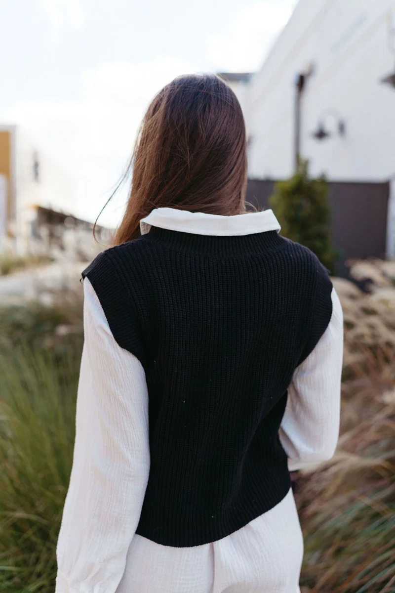 Impress Me Sweater Vest in Black - Image 6
