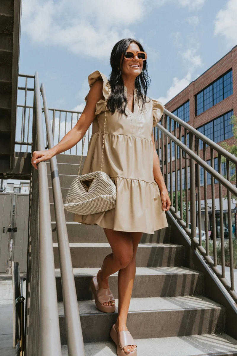 In The Moment Dress In Sand - Image 4