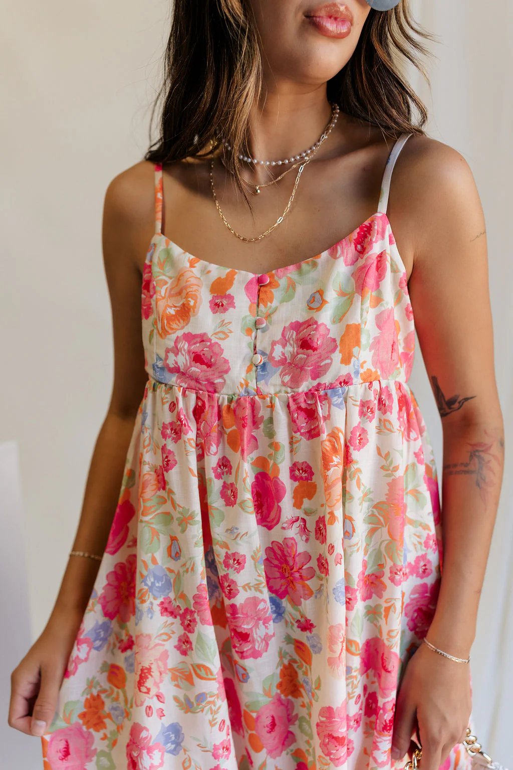 Inaya Multi Floral & Ivory Midi Dress - Image 3