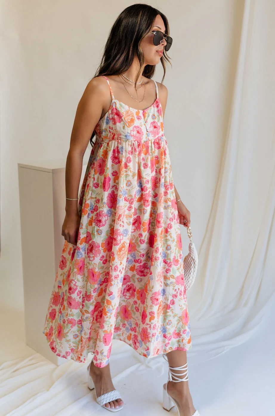 Inaya Multi Floral & Ivory Midi Dress - Image 5