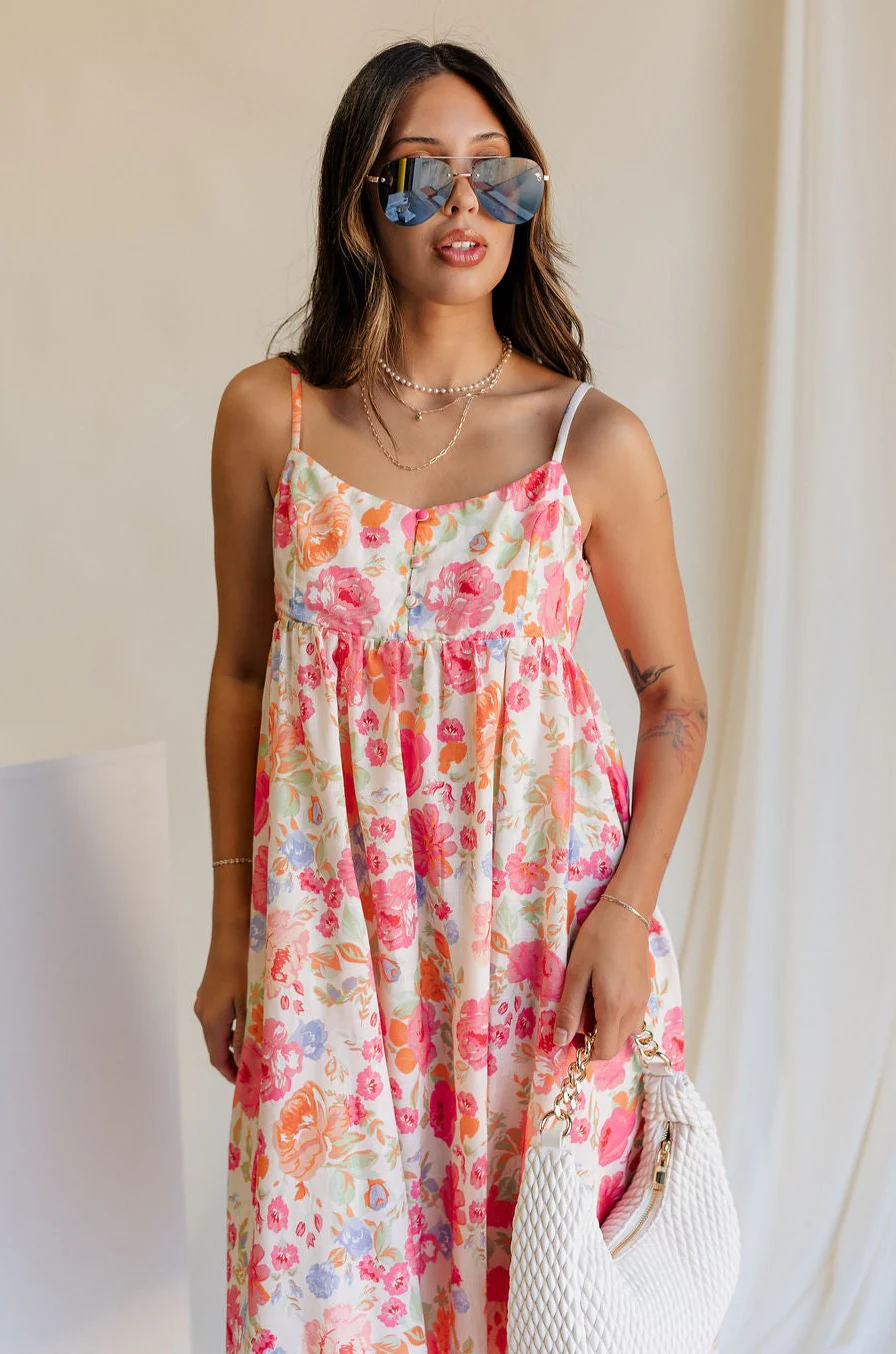Inaya Multi Floral & Ivory Midi Dress - Image 6