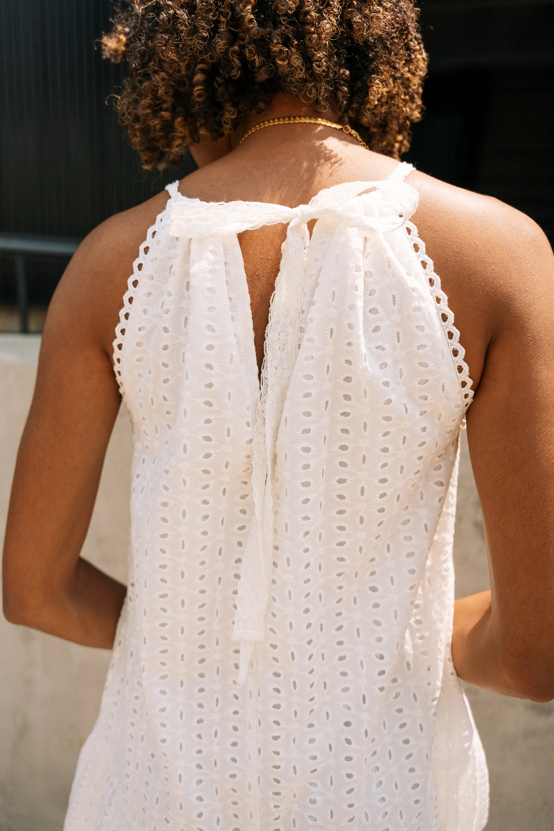 Indie White Eyelet Midi Dress - Image 3