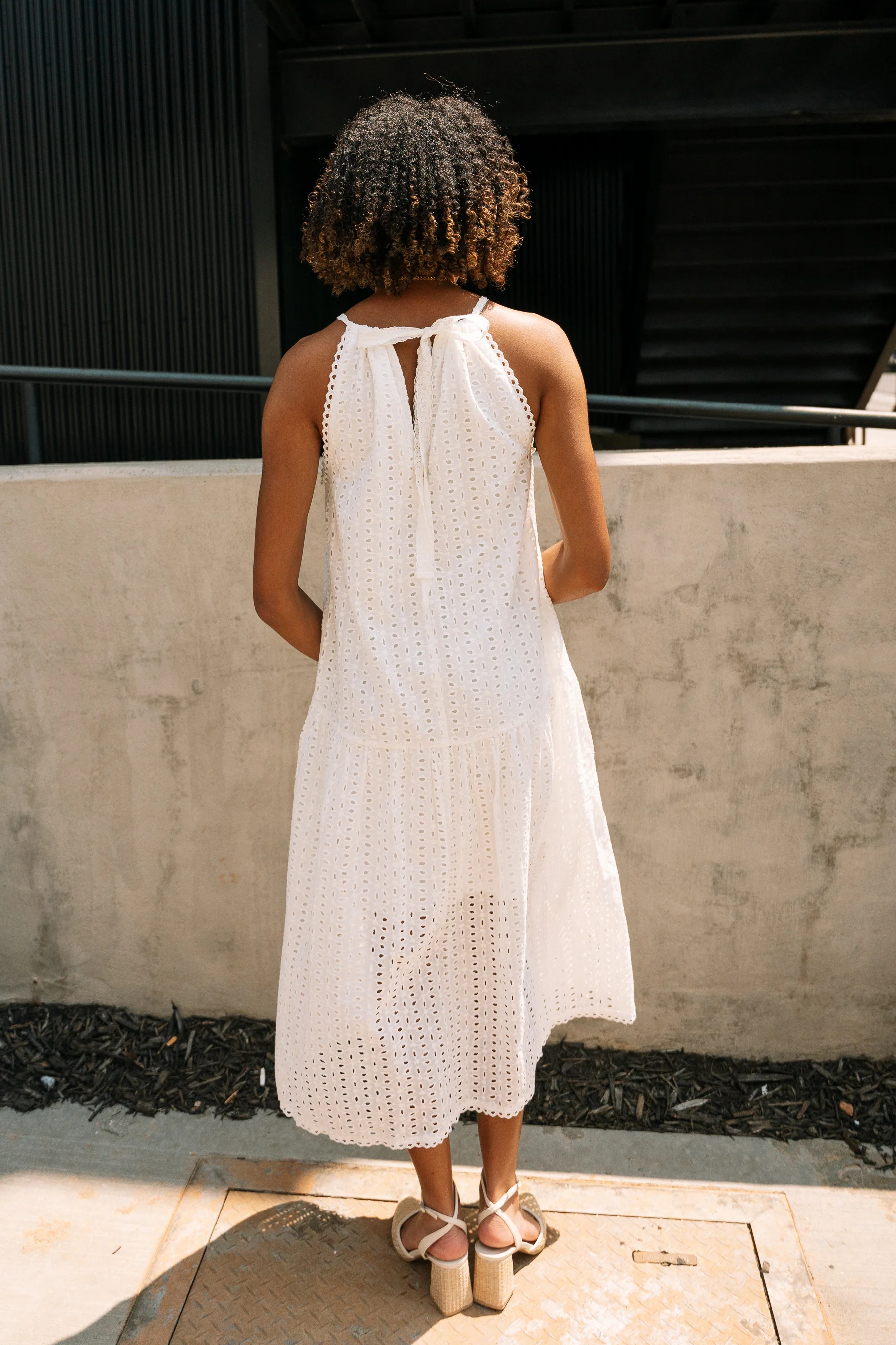Indie White Eyelet Midi Dress - Image 4