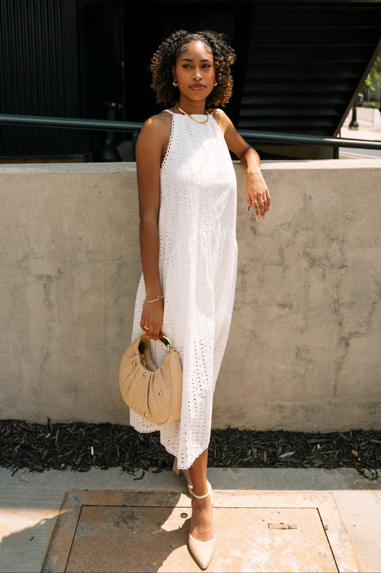 Indie White Eyelet Midi Dress - Image 5