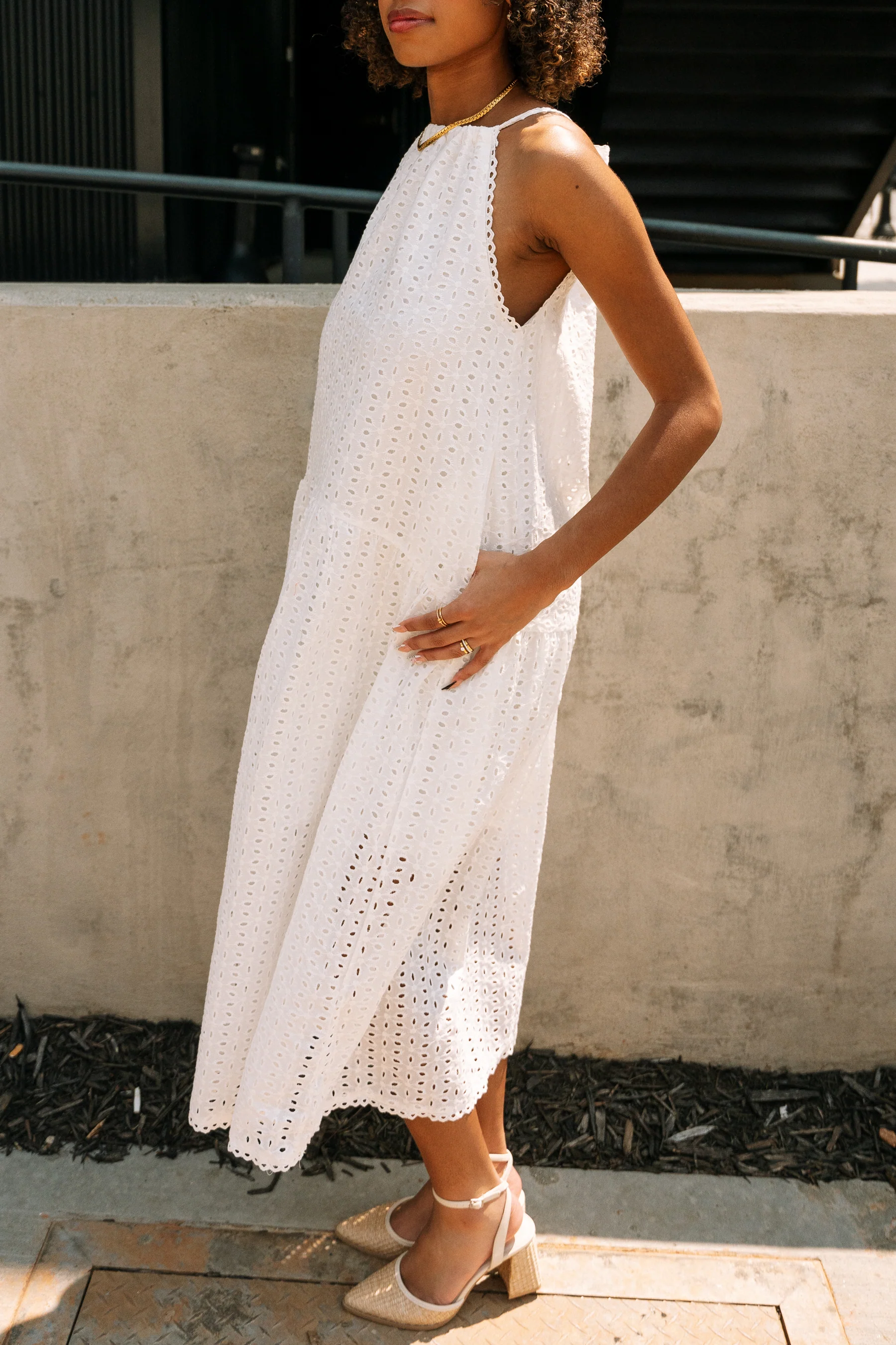 Indie White Eyelet Midi Dress - Image 7