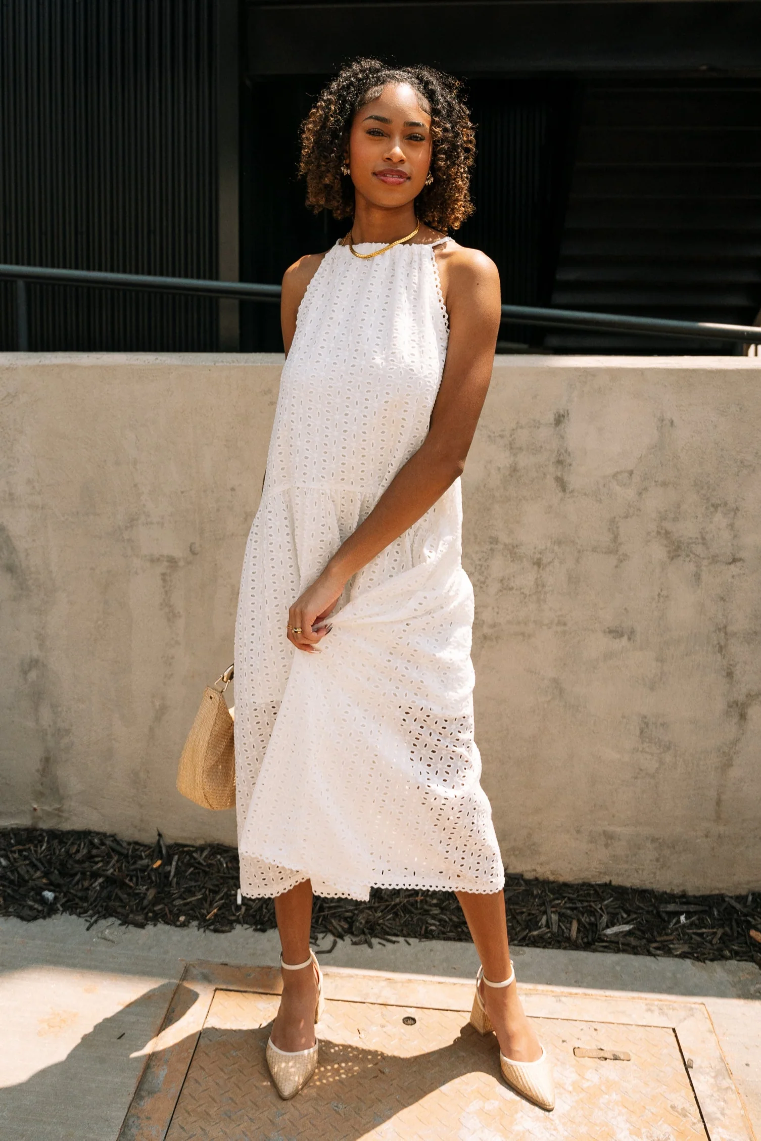 Indie White Eyelet Midi Dress - Image 9
