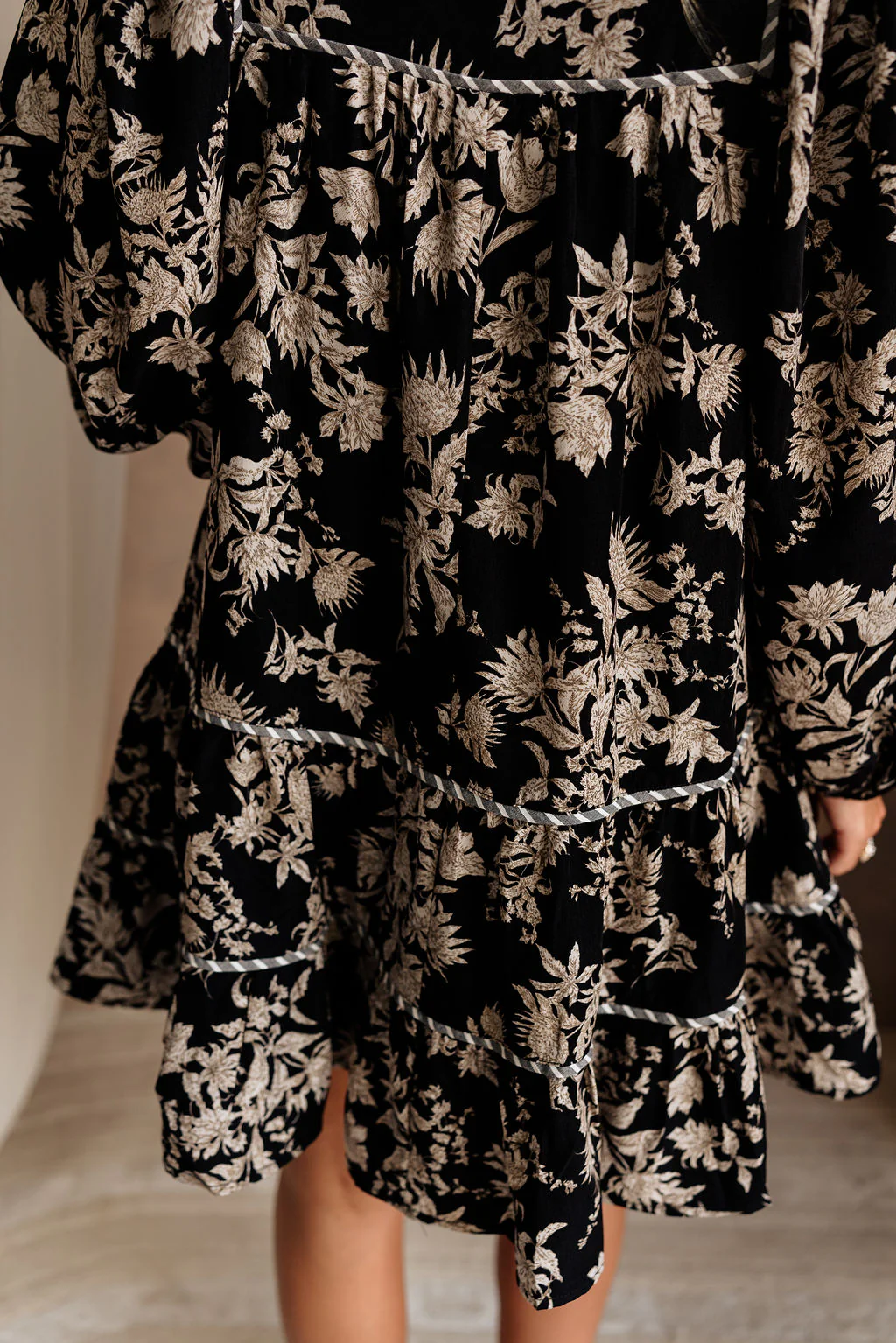 Ingrid Black Floral Mini Dress - Image 8
