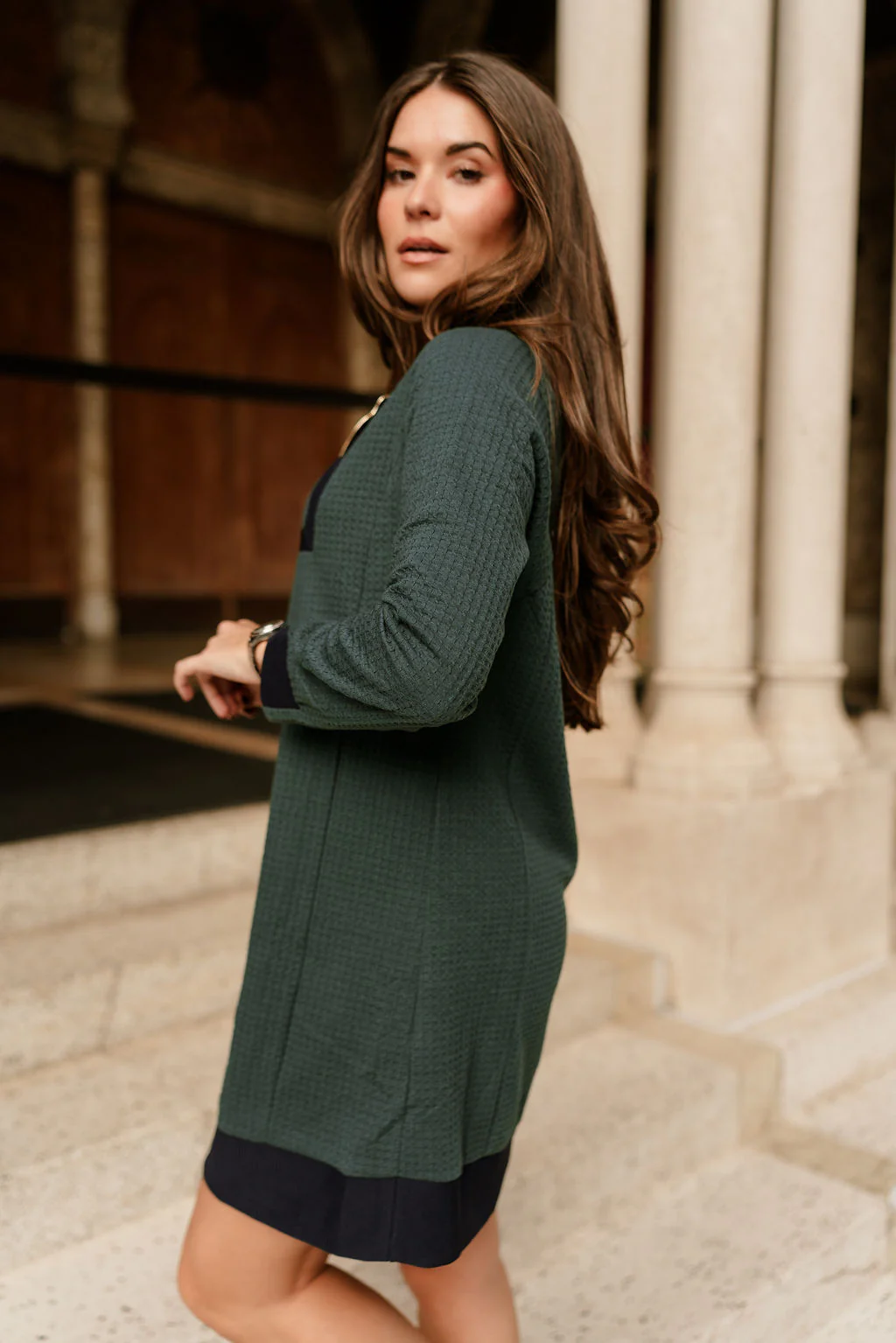 Ingrid Green Quarter-Zip Mini Dress - Image 7