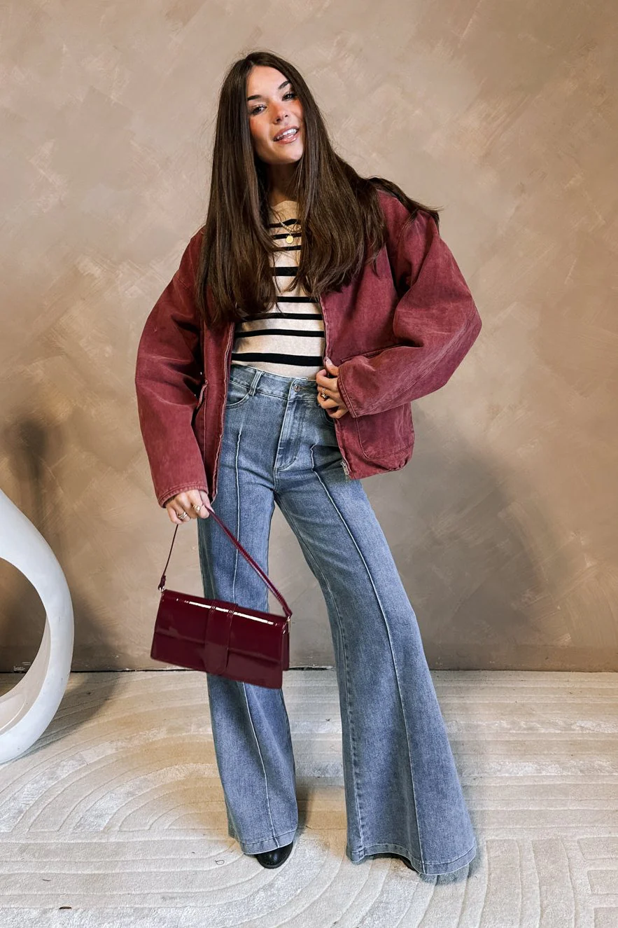 Jasmine Burgundy Long Sleeve Jacket - Image 2