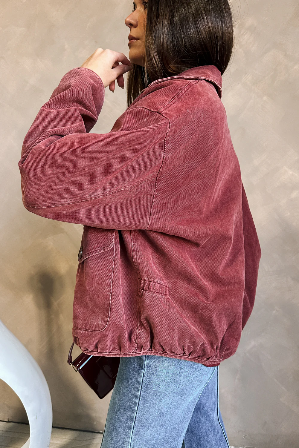 Jasmine Burgundy Long Sleeve Jacket - Image 4