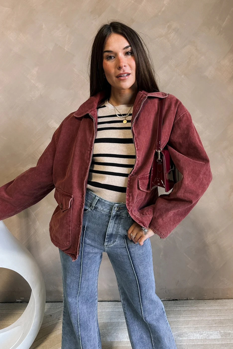 Jasmine Burgundy Long Sleeve Jacket - Image 6