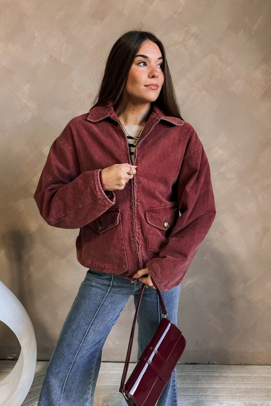 Jasmine Burgundy Long Sleeve Jacket - Image 7
