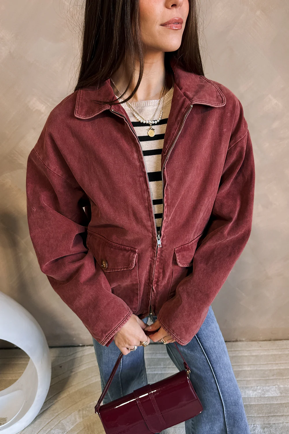 Jasmine Burgundy Long Sleeve Jacket - Image 8