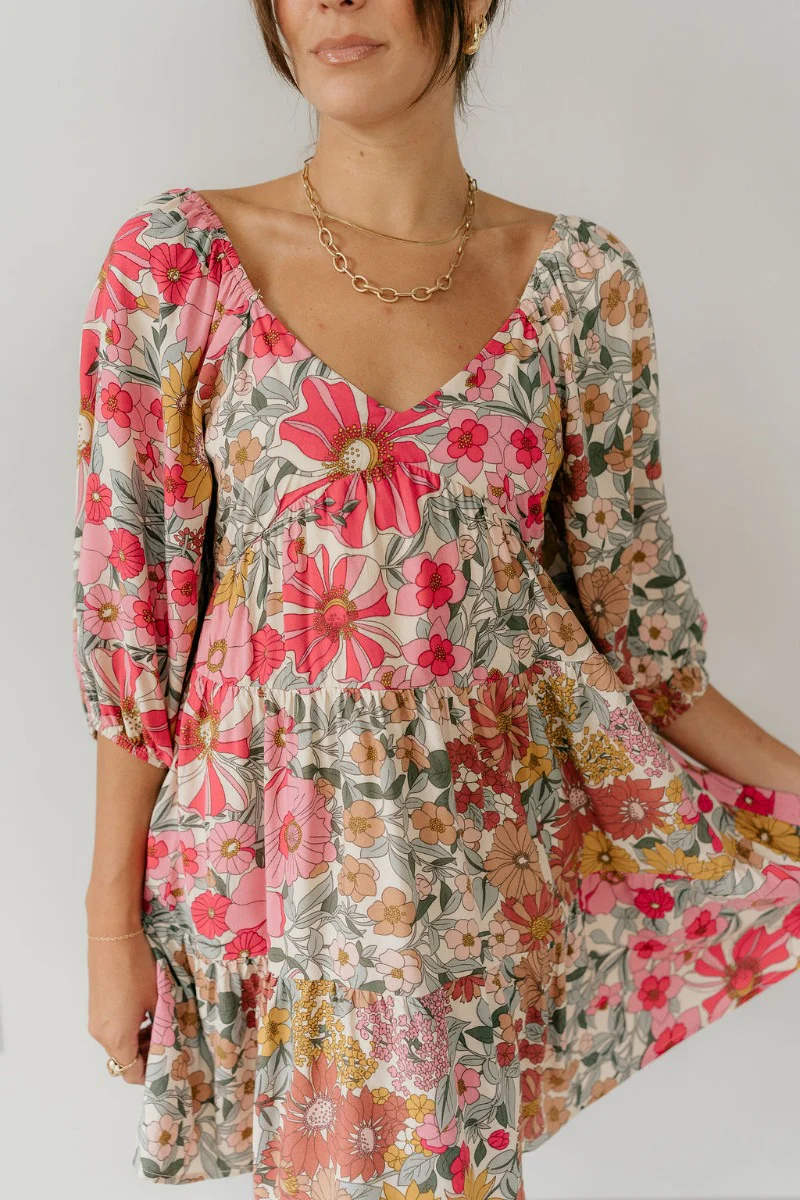 Iris Pink Multi Floral Mini Dress - Image 5