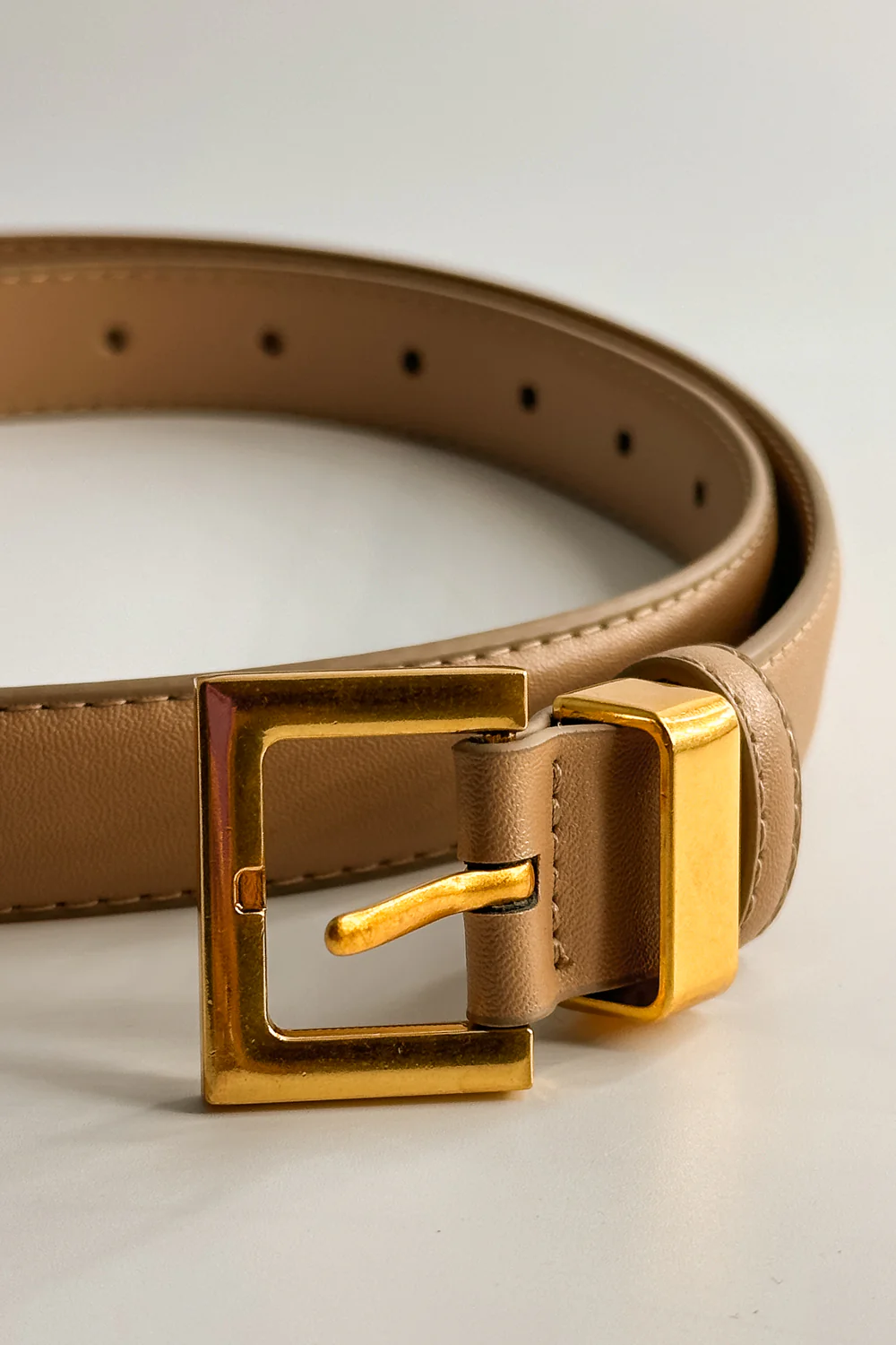 Iris Taupe Slim Square Buckle Belt - Image 3
