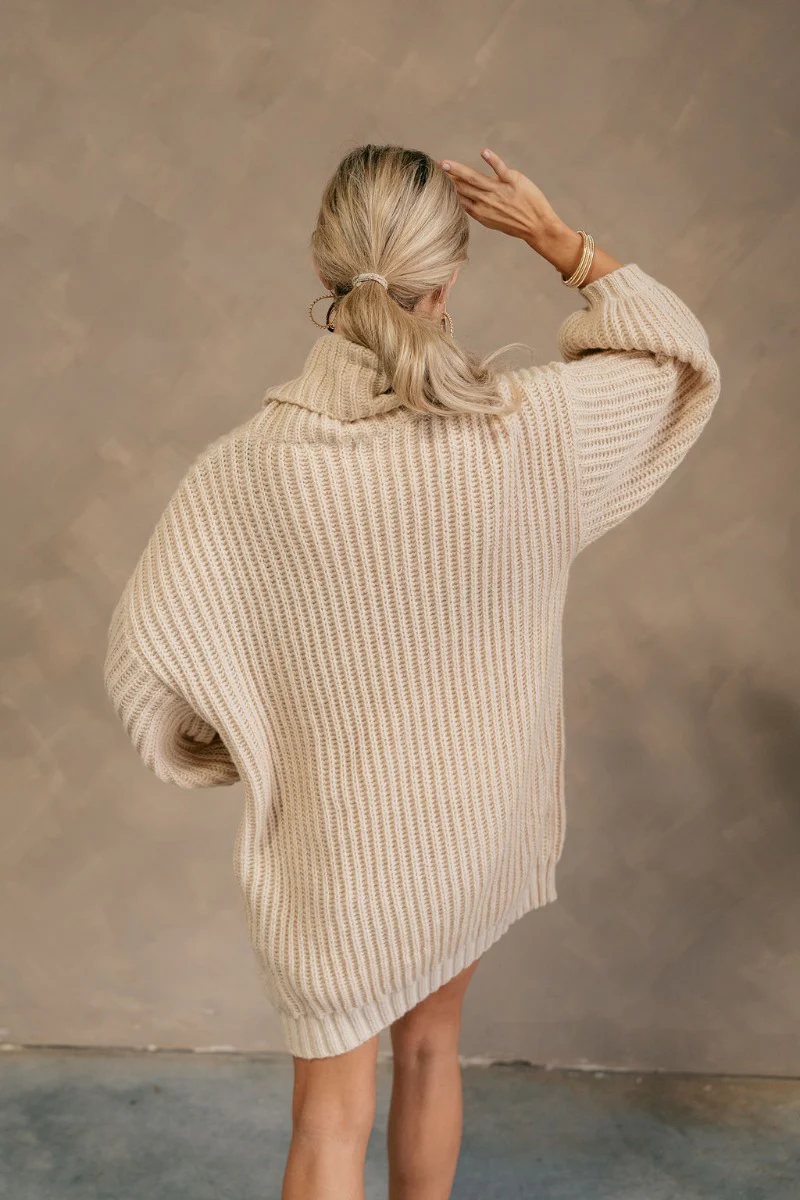 Isabella Cream Turtleneck Sweater Dress - Image 9