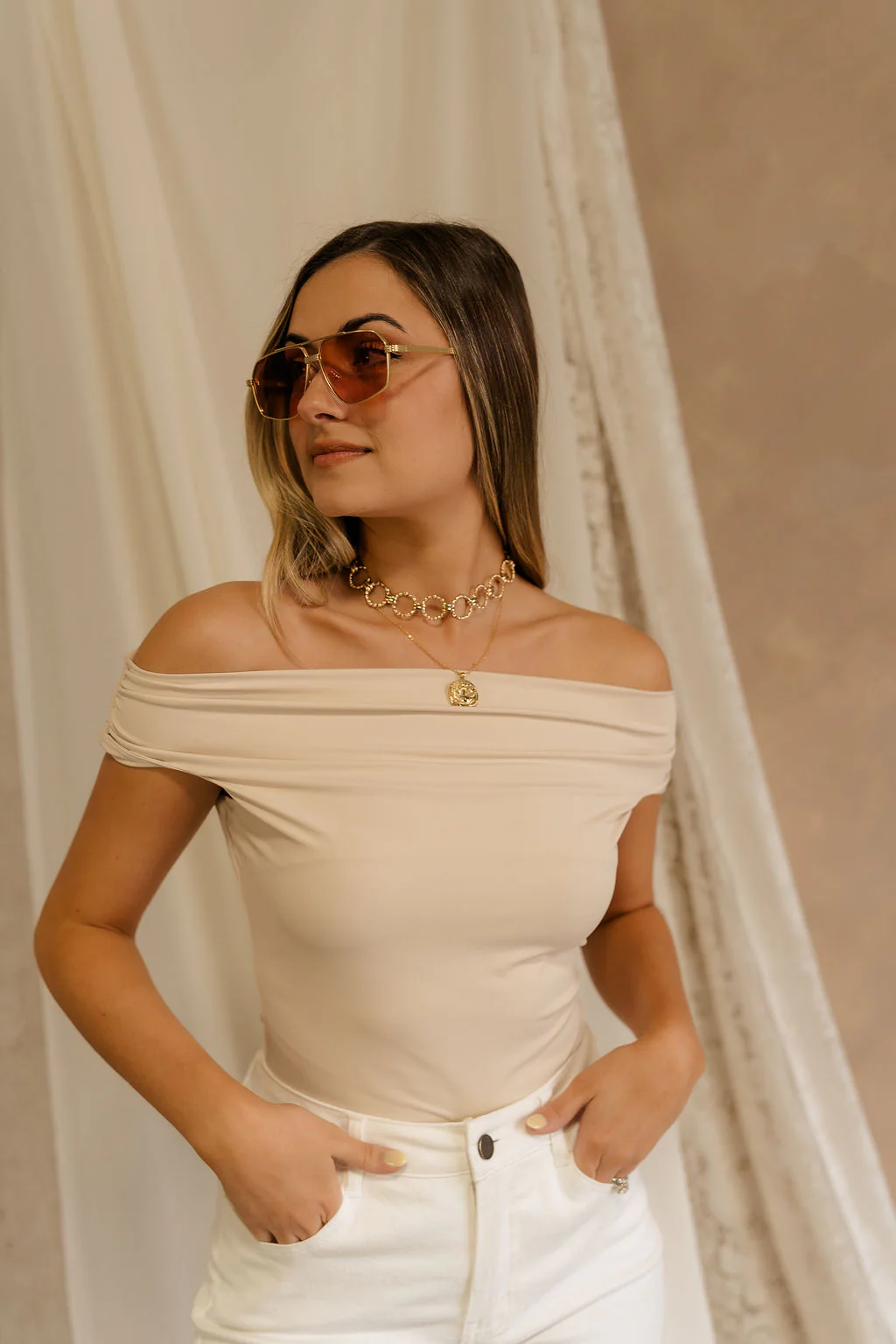 Isabella Off The Shoulder Cropped Top - Image 11