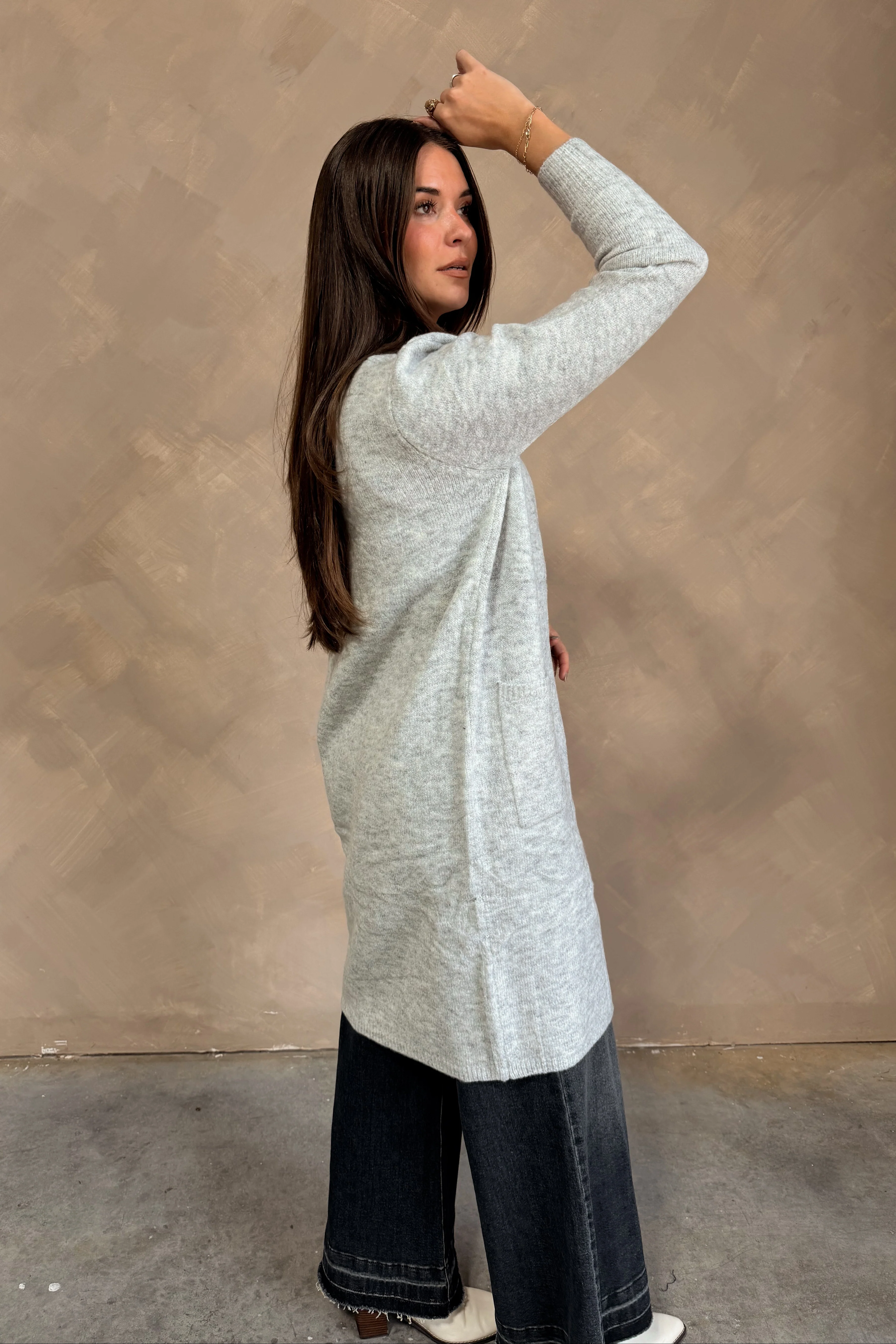 Isadora Heather Grey Longline Cardigan - Image 4