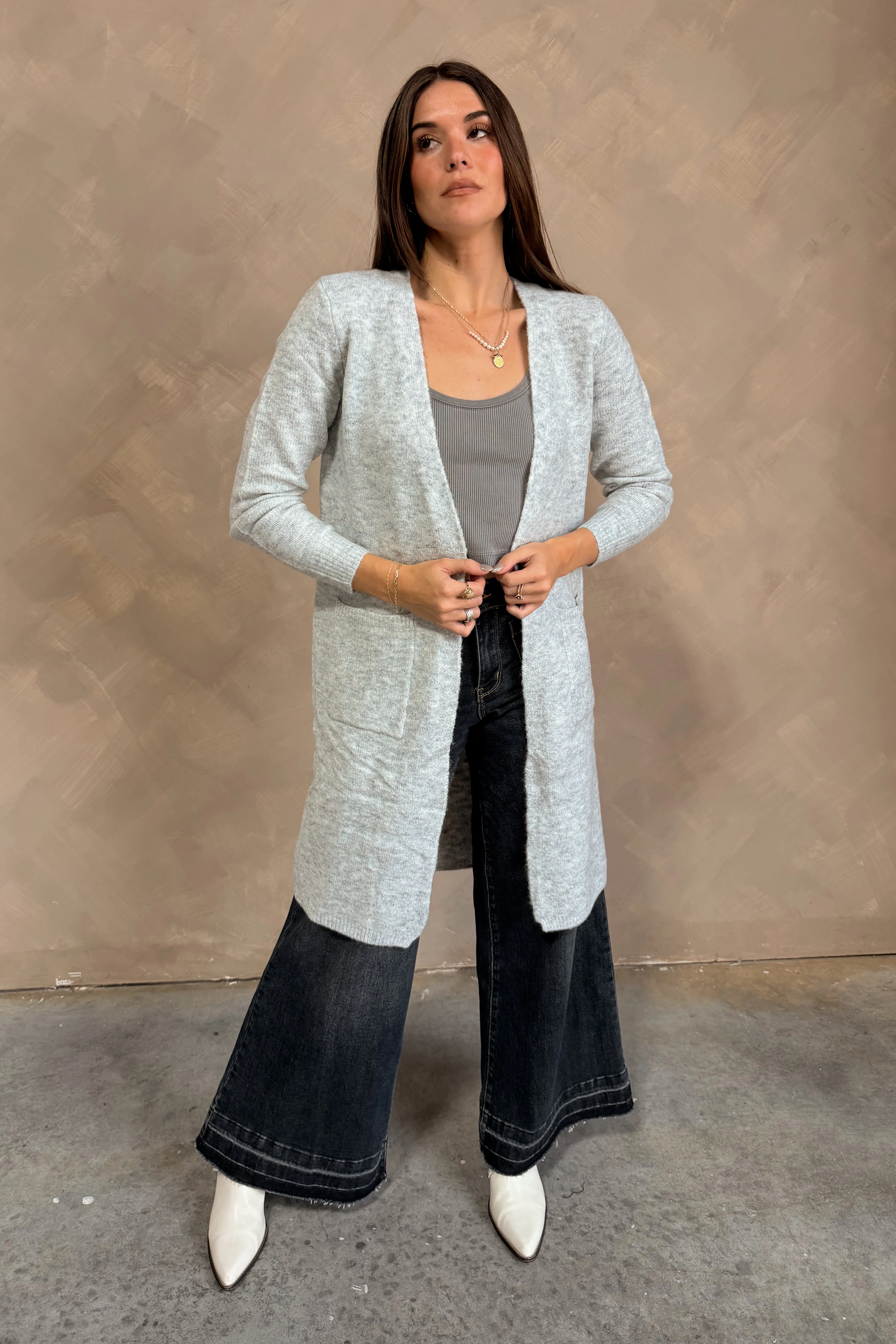 Isadora Heather Grey Longline Cardigan - Image 8