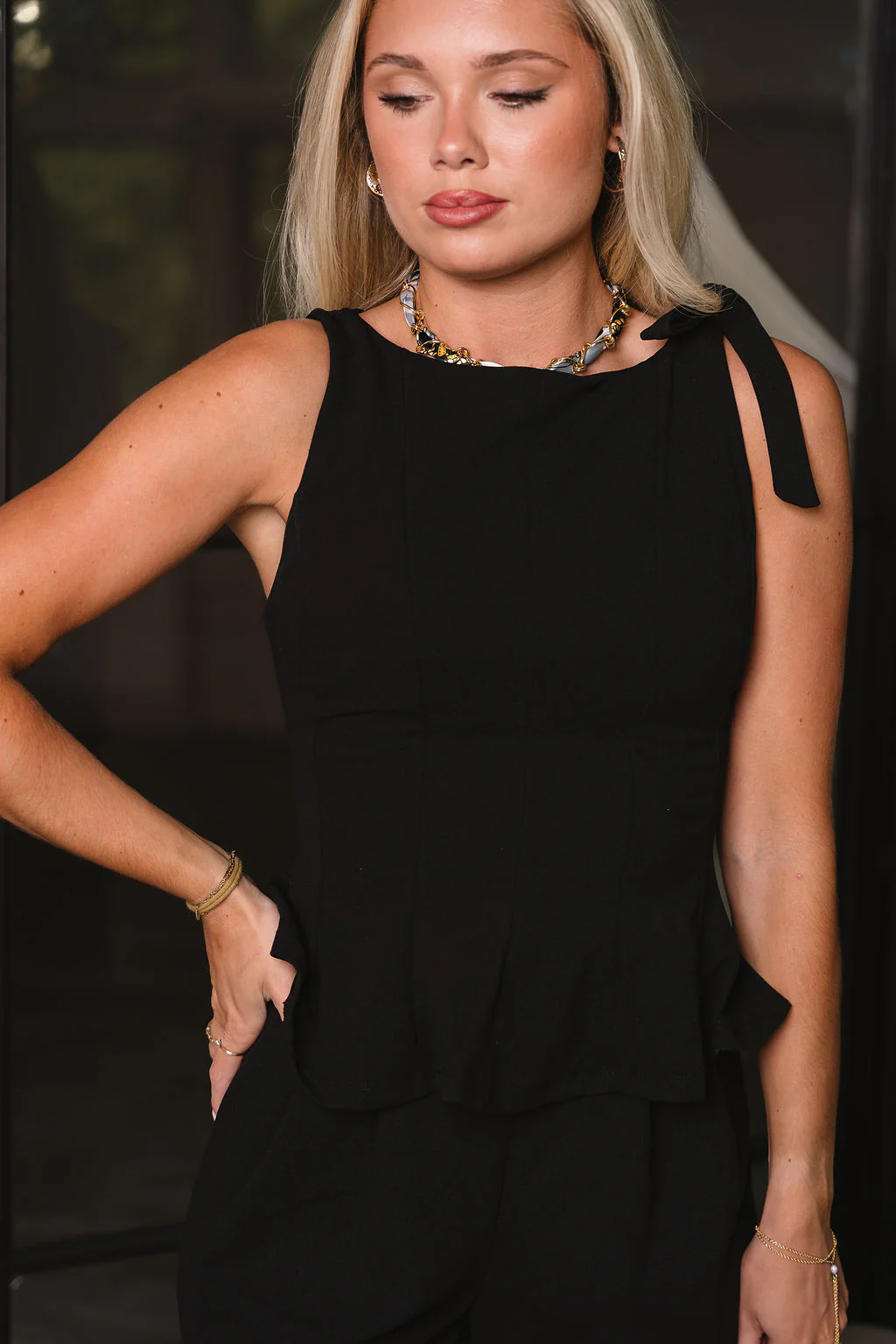 Isla Black Tie Flare Tank - Image 6