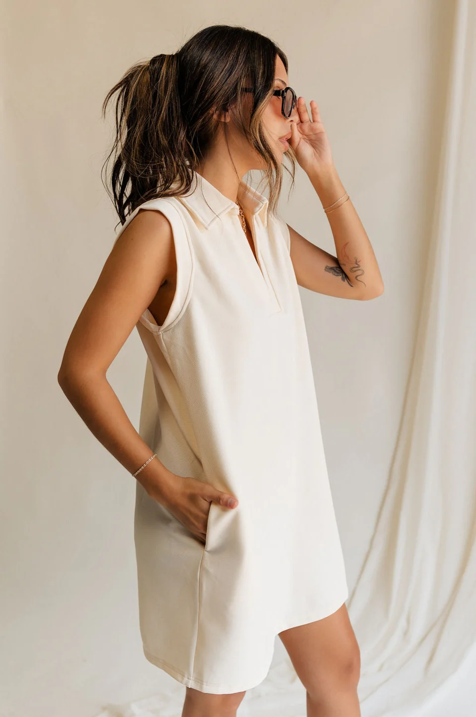 Isla Cream Collar Sleeveless Mini Dress - Image 2
