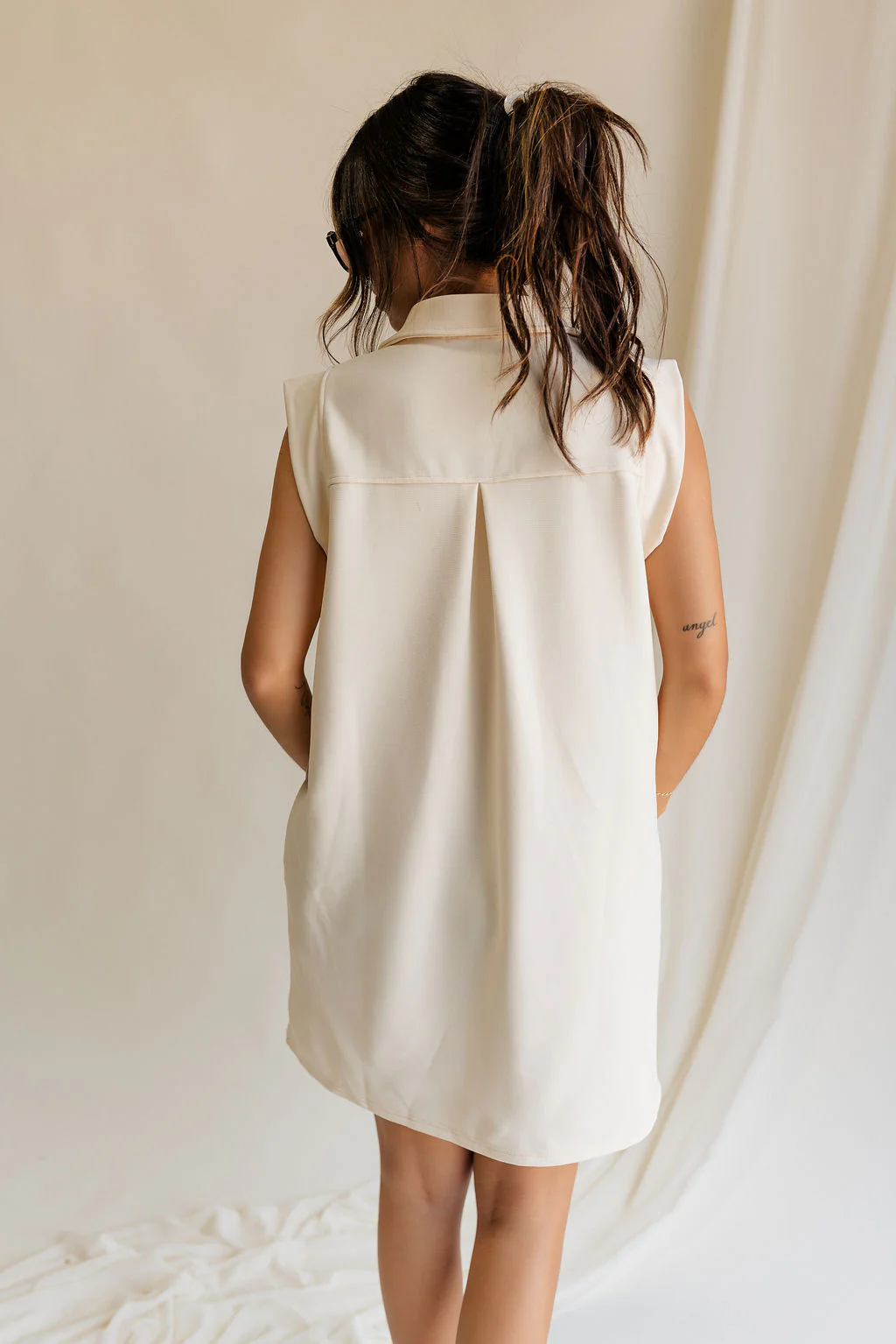 Isla Cream Collar Sleeveless Mini Dress - Image 3