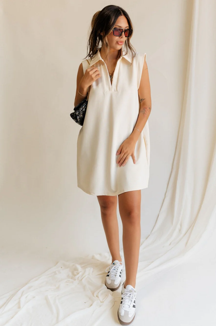 Isla Cream Collar Sleeveless Mini Dress - Image 4