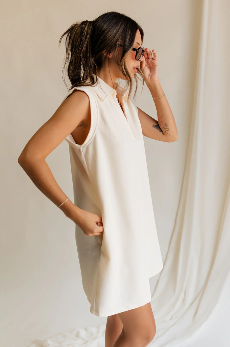 Isla Cream Collar Sleeveless Mini Dress - Image 7