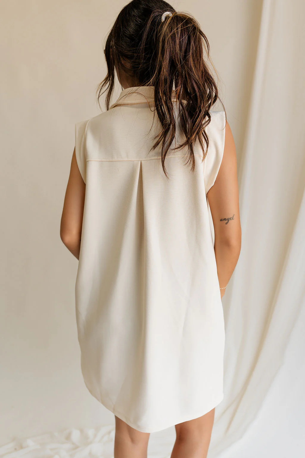 Isla Cream Collar Sleeveless Mini Dress - Image 8