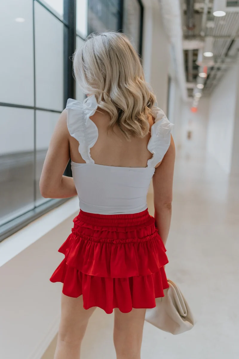 It's Complicated Satin Skort in Red - Image 6