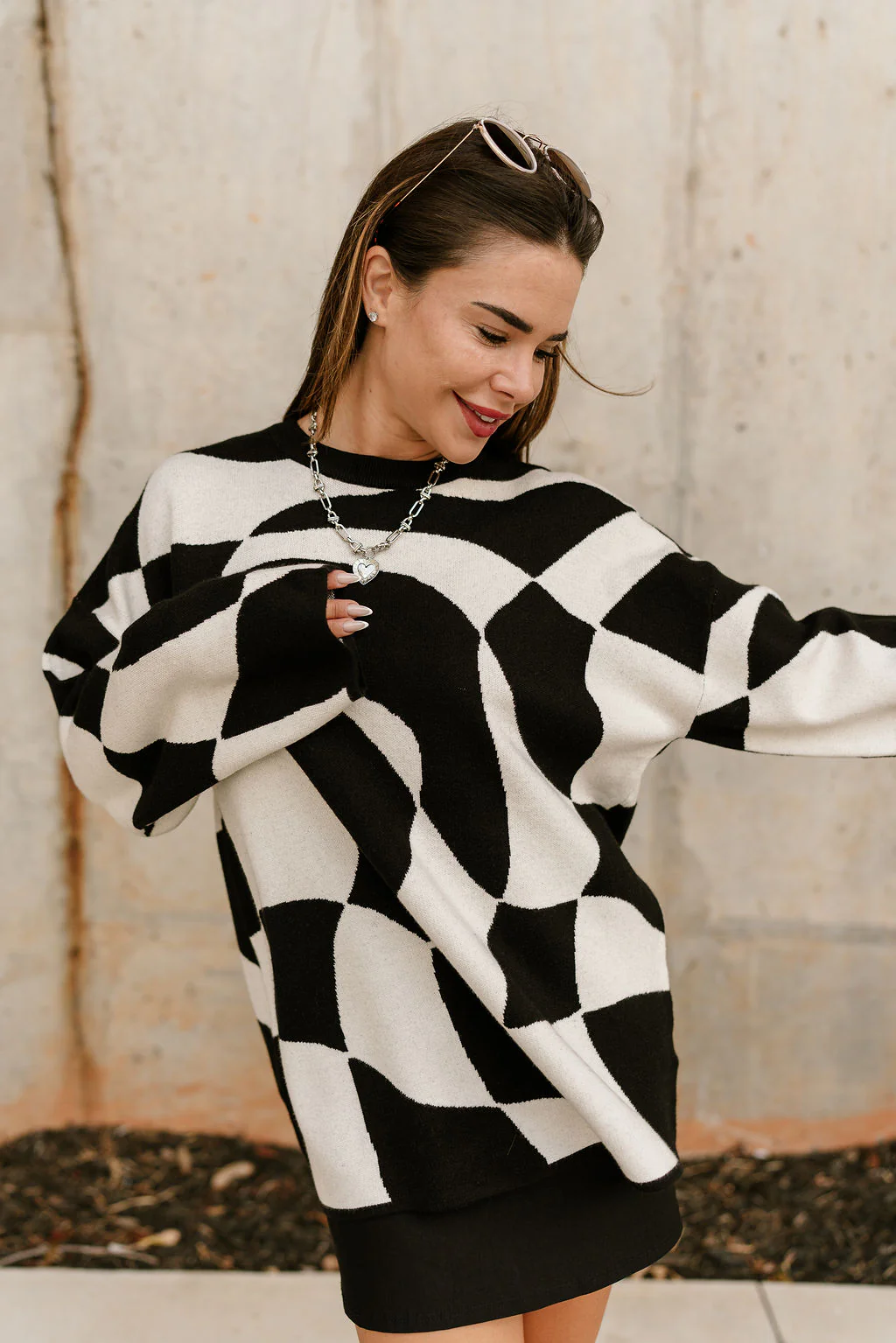 Emerson Black & Off White Geometric Sweater - Image 5