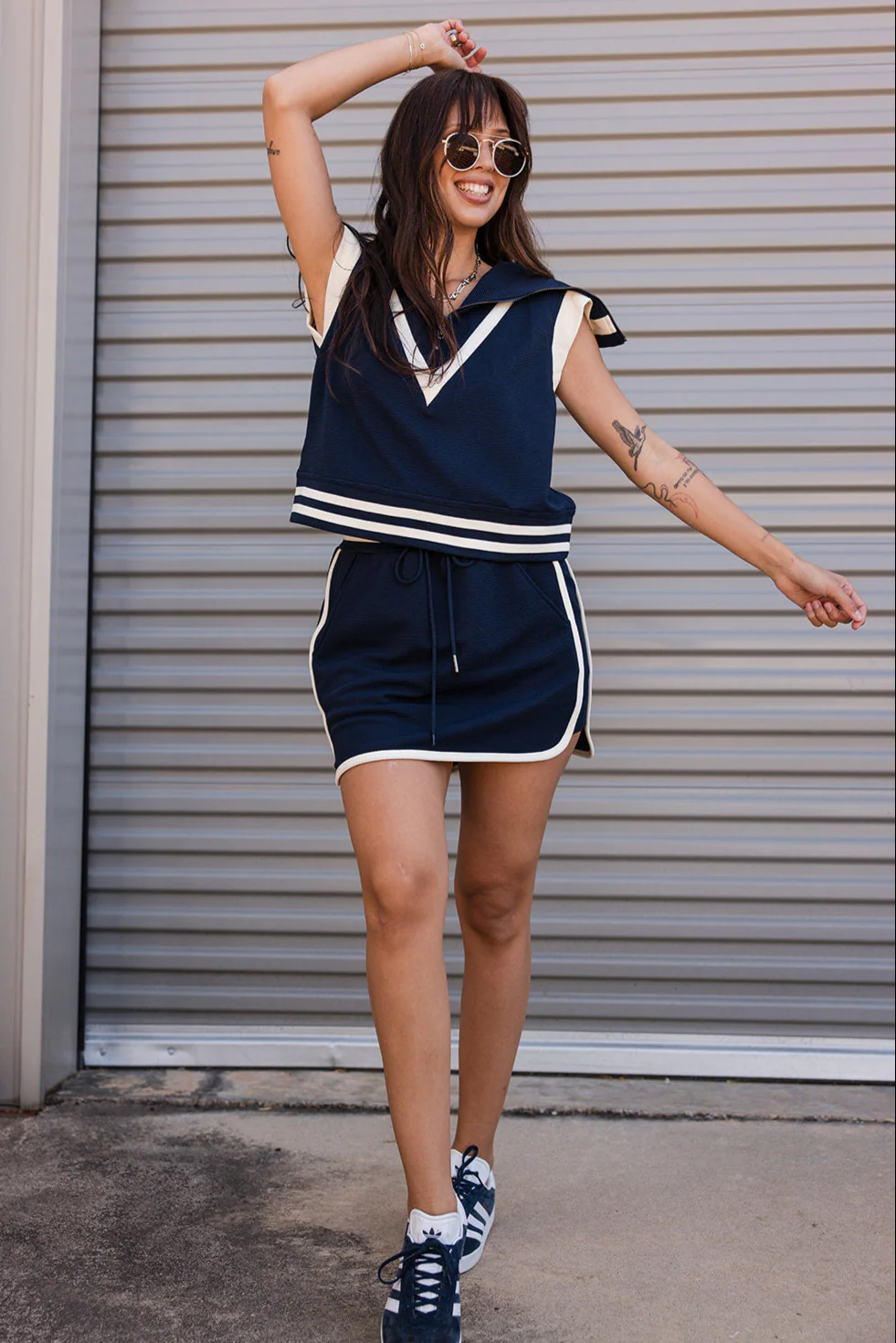 Izzy Navy & White Mini Skirt - Image 6