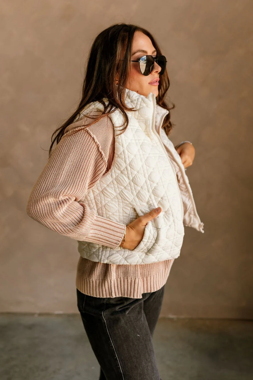 Jade Cream Zip-Up Vest - Image 5