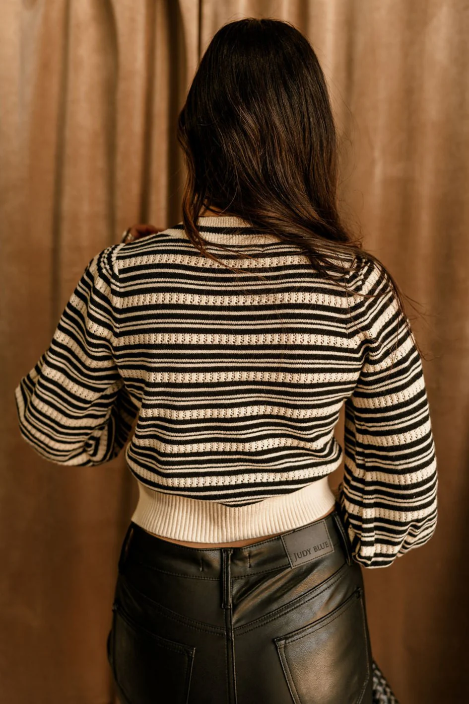 Caroline Black & Cream Stripe Bows Cardigan - Image 6