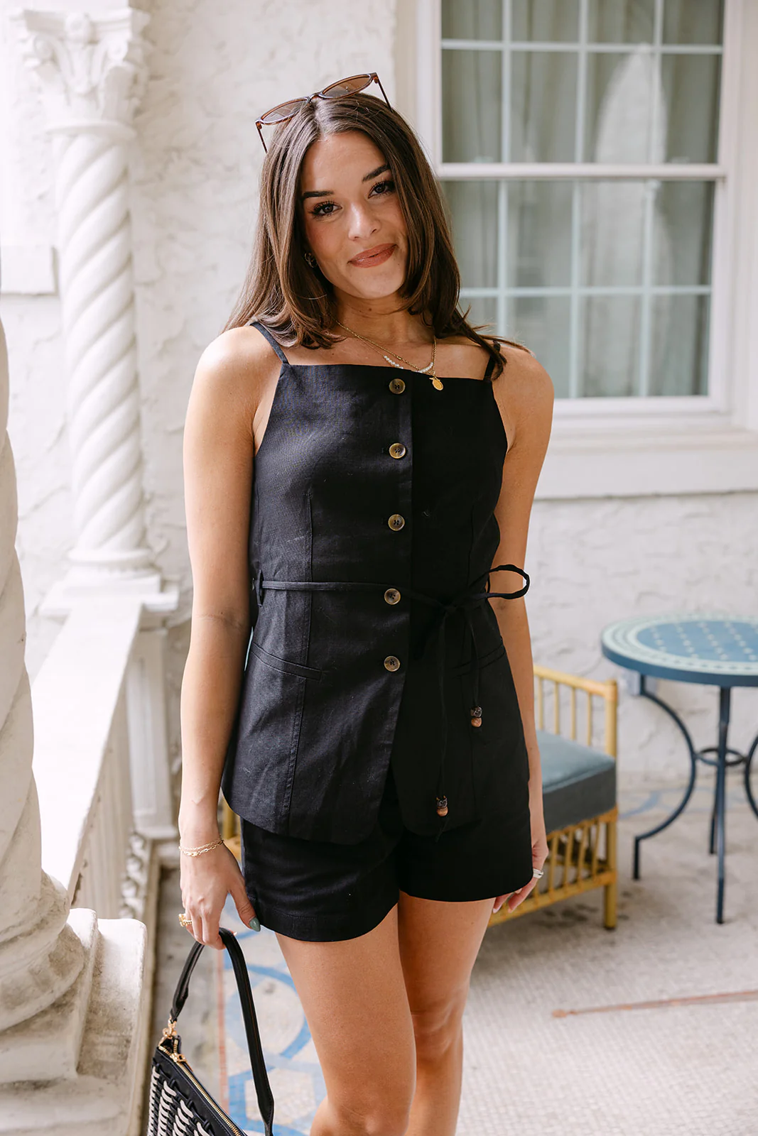 Rhea Black Button Up Tank - Image 4