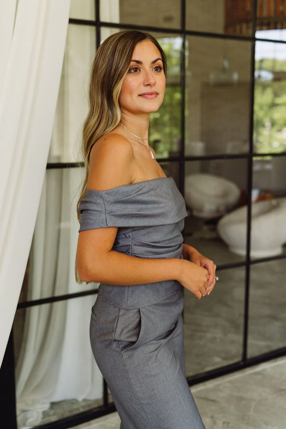 Jacqueline Grey Ruched Off-The-Shoulder Top - Image 7