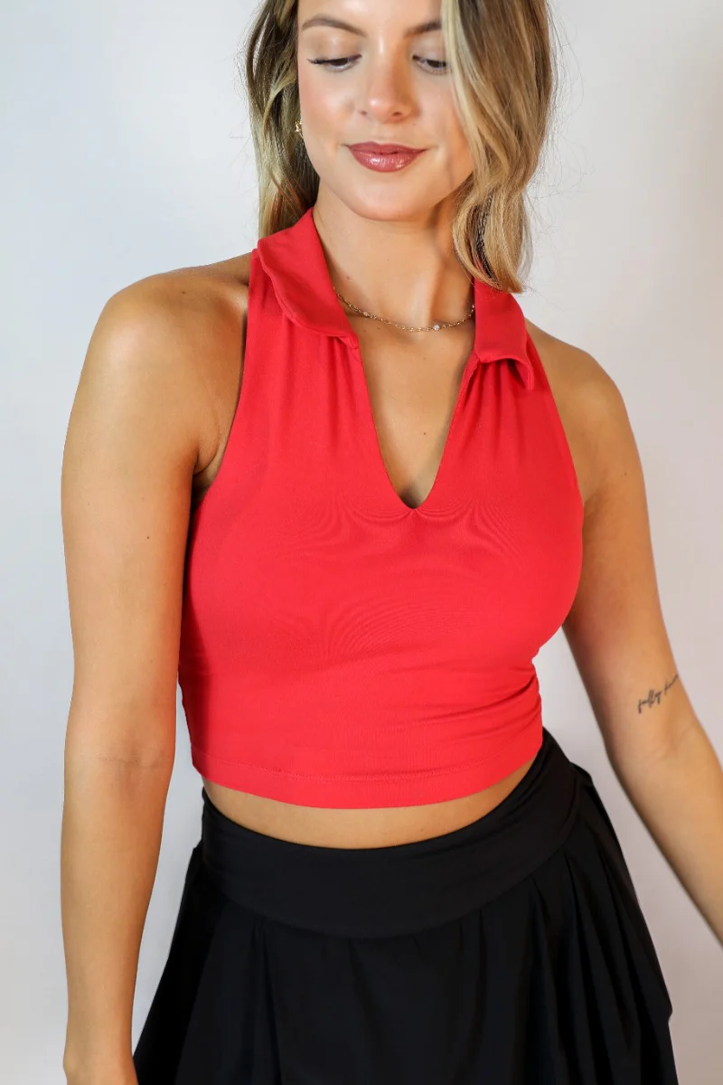 Jada Red Cropped Racerback Tank Top