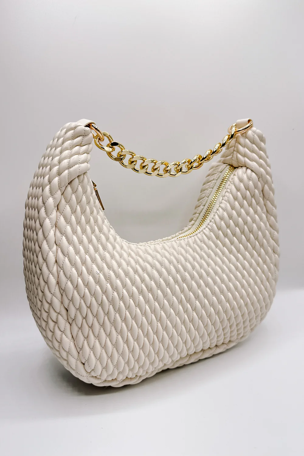 Jade Cream & Gold Chain Strap Purse
