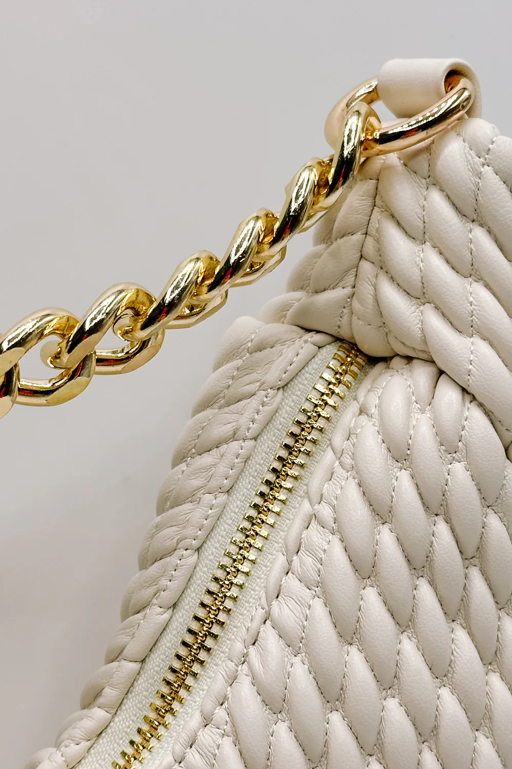 Jade Cream & Gold Chain Strap Purse - Image 5