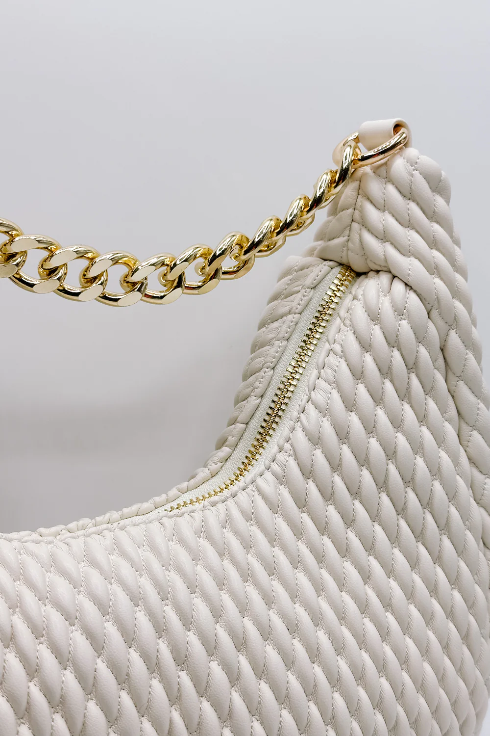 Jade Cream & Gold Chain Strap Purse - Image 7